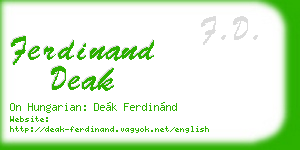 ferdinand deak business card